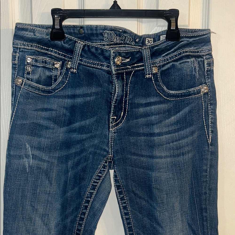 Miss Me Blue Skinny Jeans with Vintage Wash